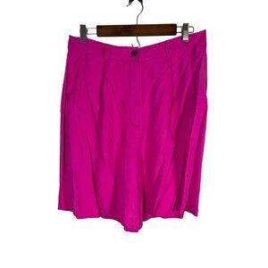 Vintage Baldanza Silk Shorts Pink M High Waist Pleated 80s Preppy Classic Chic